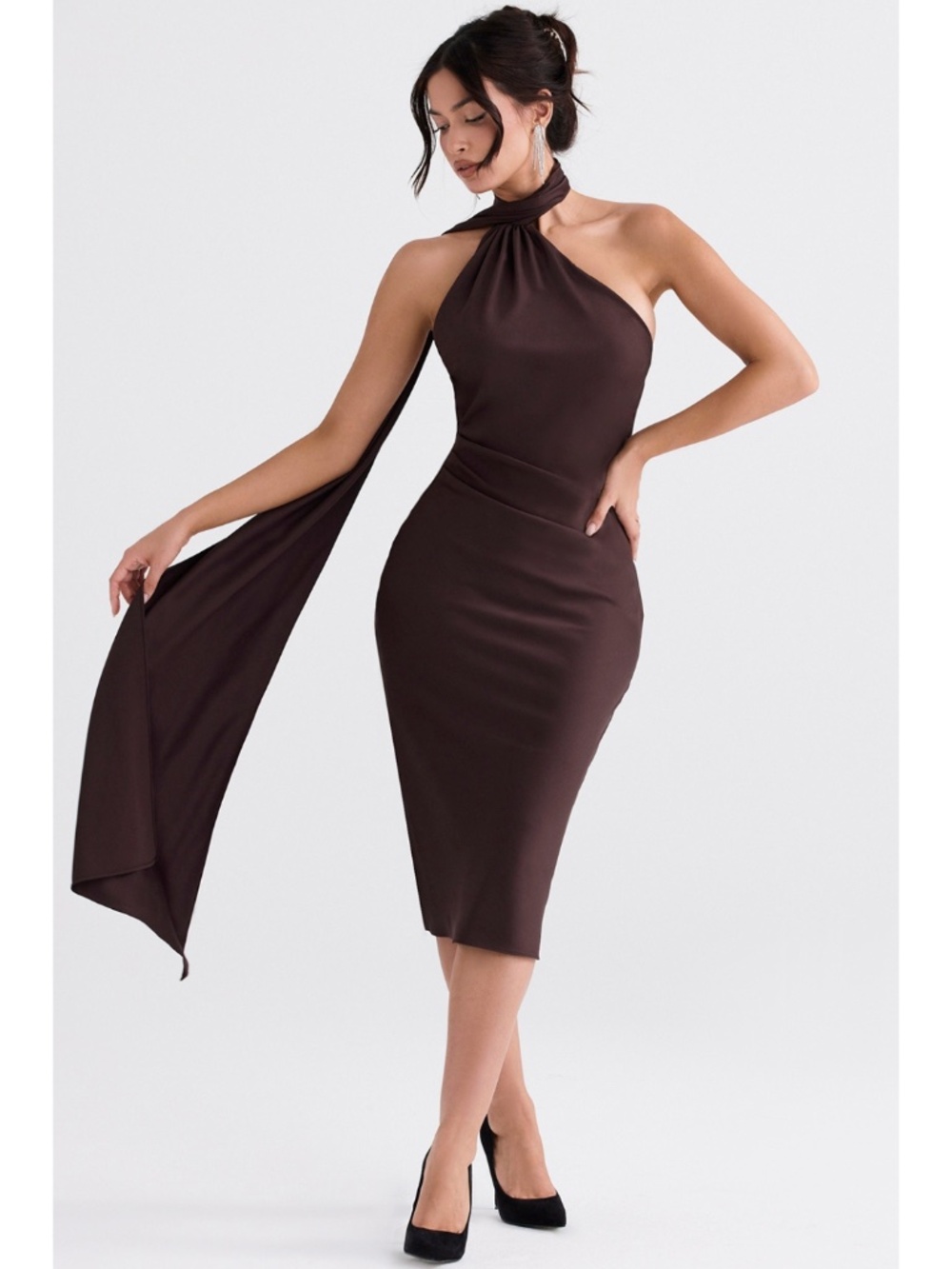 NEW House of CB Angelina Dress Chocolate Brown XS